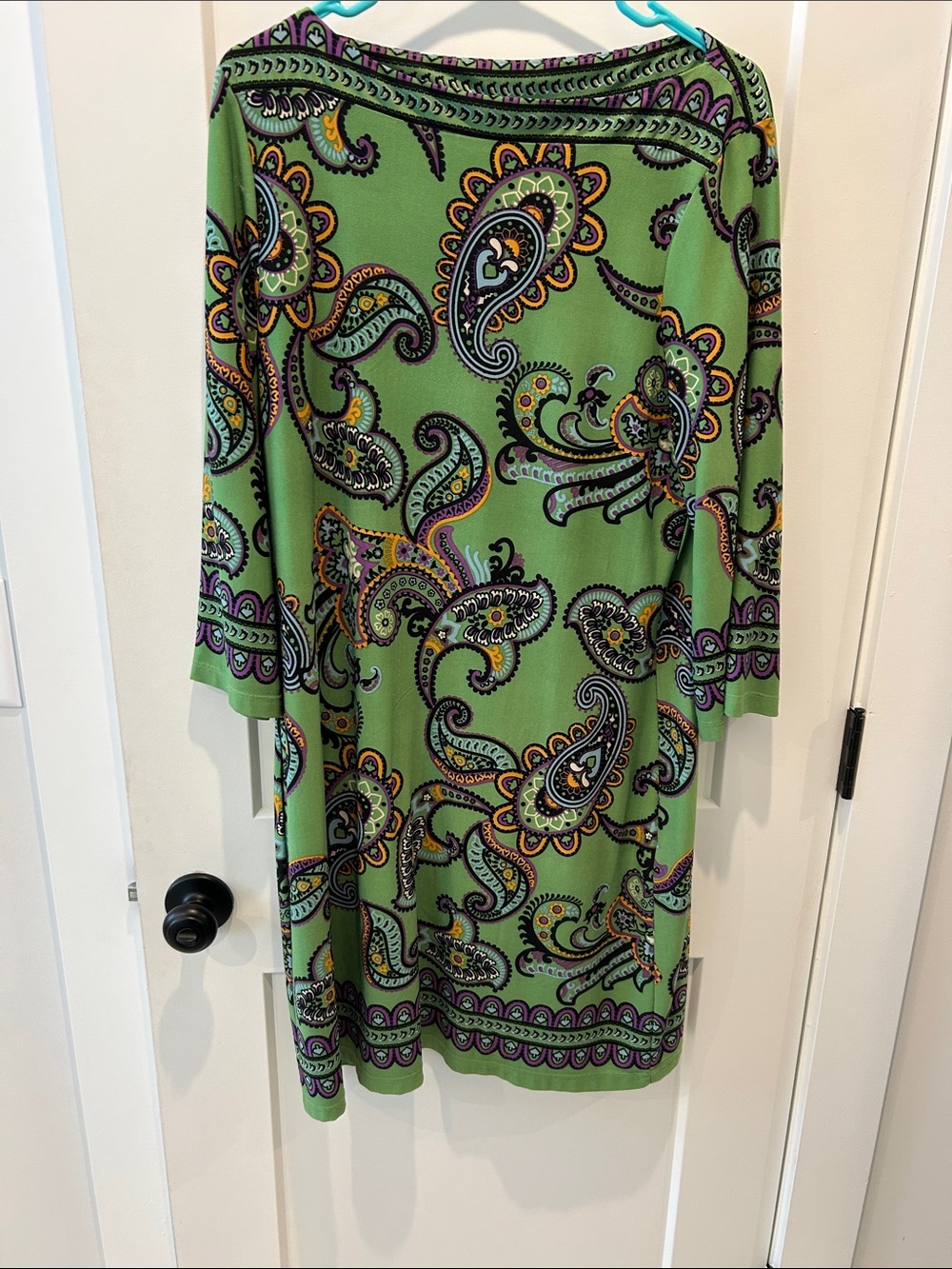 Beige by eci Green Paisley Long Sleeve Knee Dress